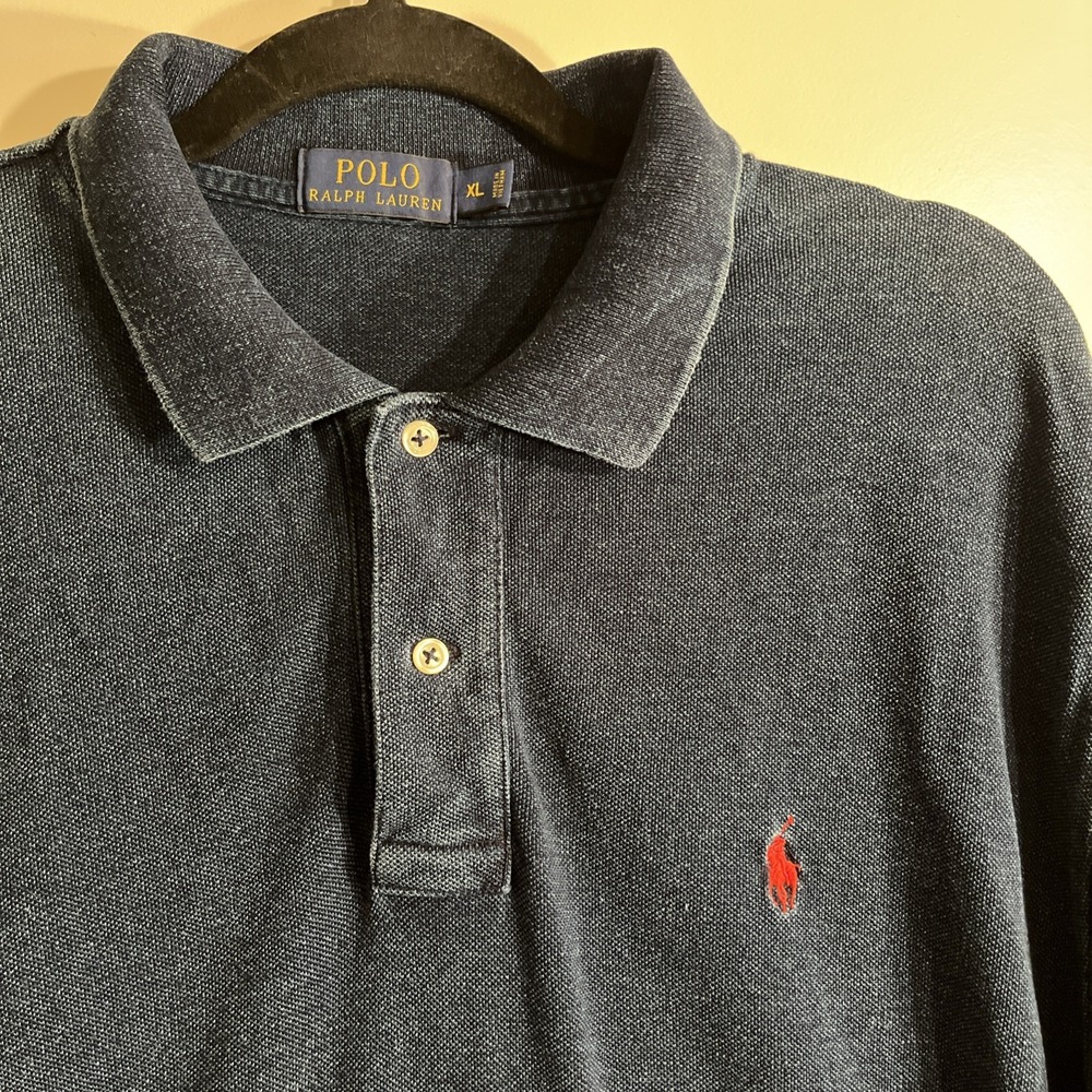 Polo Ralph Lauren Mens Polo Shirt Denim Blue XL Short Sleeve Collared Pique
